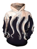 Creative Octopus Print Comfy Loose Hooded Sweatshirt With Pockets