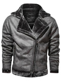 Fashion Men's Winter Thermal Fur Leather Jacket Outerwear 