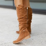 Stylish Side Zip Suede Knee High Boots for Women