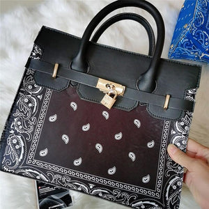 Stylish Chic Bandanna Printing Leather Tote Bags