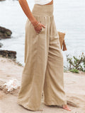 Women's High Waist Wide Leg Cotton Linen Pants