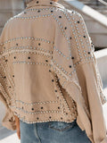 Super Cool Rivets Denim Biker Jacket