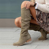 Stylish Side Zip Suede Knee High Boots for Women