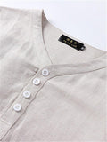 Mens Loose Comfy Linen Solid Color Long Sleeve T-Shirts