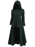 Relaxed Fit Drawstring Hooded Stretchy High Low Pullover Cloak Dress