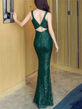 Stunning Sequin Halter Neck Mermaid Dinner Date Dress
