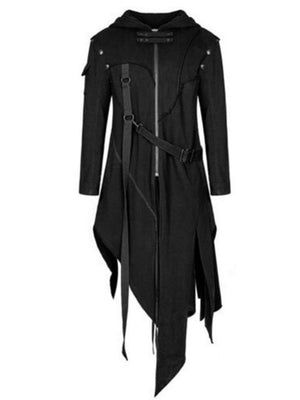 Irregular Hem Hooded Punk Coat