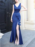 Sexy Ruched Side Slit Formal Dresses for Women