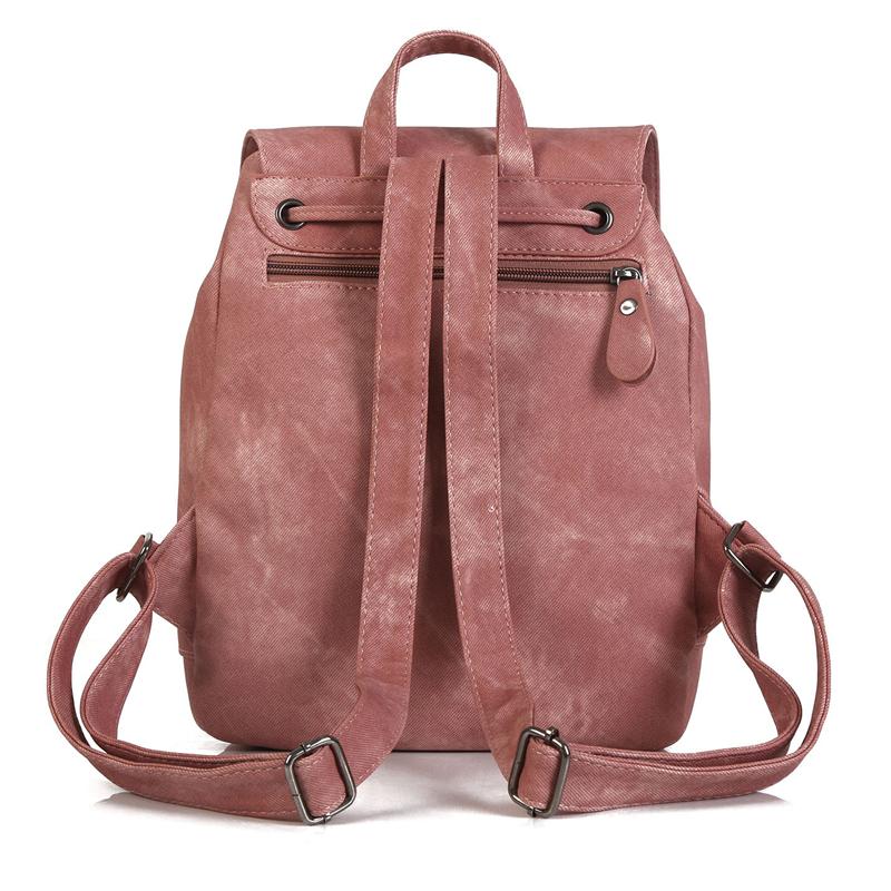 Minimalist Style Solid Color Buckle Up Adjustable Strap Backpack