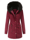 Women's Fleece Hooded Extra Warm Thicken Parka Coats