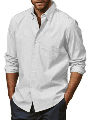 Fashion Long Sleeve Loose Button Up Linen Shirts for Men