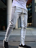 Mens Casual Side Stripe Sporty Drawstring Elastic Waist Jogger Pants