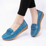 Women's Comfy Breathable Hollow Out Flat Loafers Leather Shoes