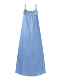 Trendy U Neck Adjustable Shoulder Straps Side Slit Female Denim Dress