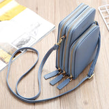 Casual Style Multiple Compartment Adjustable Shoulder Strap Phone Holder Currency Wallet