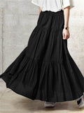 Women's Vintage Casual Elastic Waist Ruffle Long Skirts