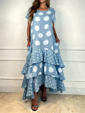 Short Sleeve Polka Dots Plus Size Women's Dresses