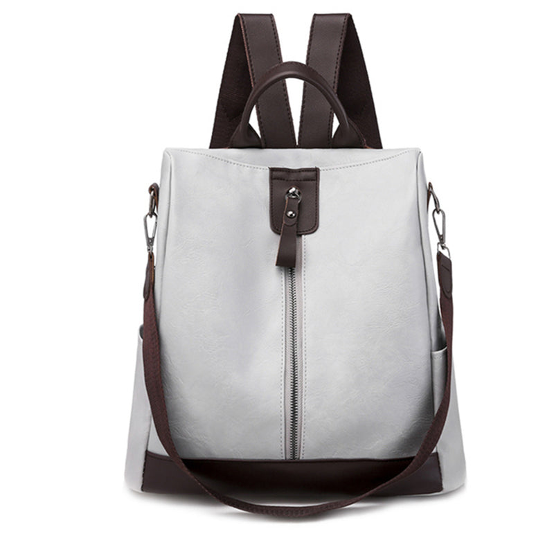 Simple Design PU Leather Zipper Travel Backpack