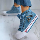 Women's Cool Lace Up High Top Denim Canvas Shoes