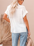 Women's Cotton Linen Short Sleeve Blouse