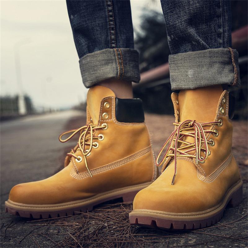 Men's Fashion Non-Slip Leather Yellow Martin Boots