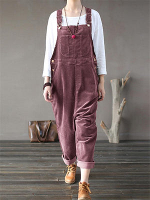 Women’s Casual Multi-Pocket Corduroy Overall