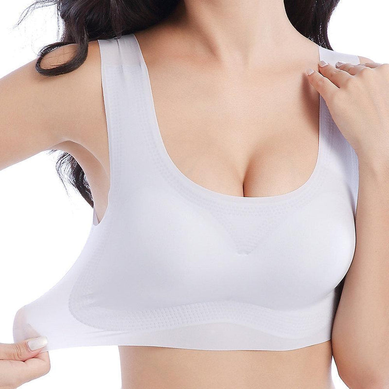 Super Comfy High Elastic Wireless Full Busty Soft Bras - Silver Gray