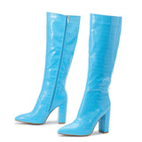 Women's Daily Plus Size Chunky Heels Side Zipper Knee Boots