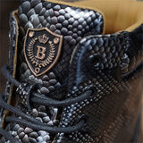 Men's Snake Printing Leather Martin Boots
