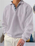 Men's British Style Sport Shirt Long Sleeve Lapel Tops