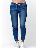 Womens Elastic Waist Drawstring Jeans