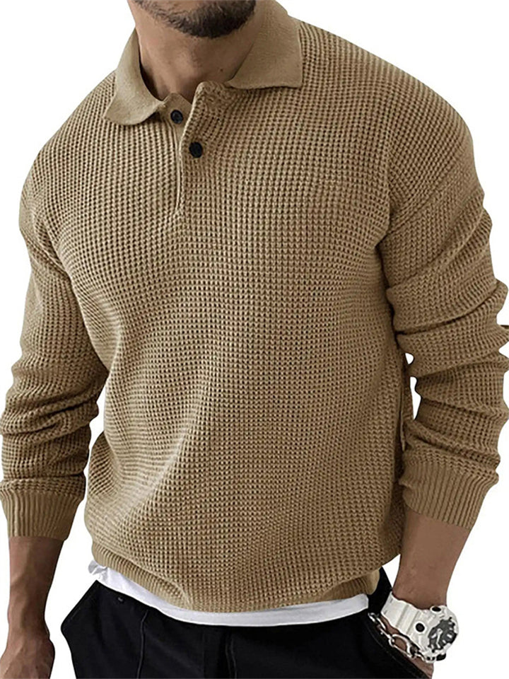 Men's Fashionable Slim Long-sleeved Lapel Autumn Knit Sweater