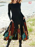 Vintage Ethnic Style Autumn Winter Dress for Women