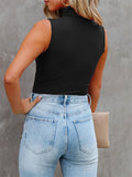 Ladies Fashion Skinny High Polo Neck Sleeveless Vest Shirt