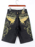 Trendy Street Style Loose Embroidered Comfy Cropped Pants For Men