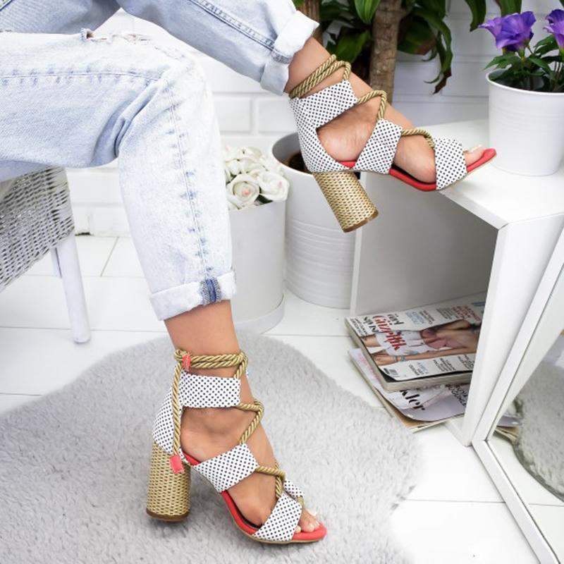 Women's Fashion Lace Up High Heel Sandals for Summer