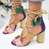 Women's Fashion Lace Up High Heel Sandals for Summer