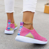 Women's Super Comfortable Lace Up Rainbow Color Mesh Sneakers