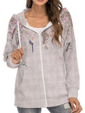 Casual Printed Zipper Long Sleeve Hoodies