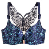 Leopard Print Back Wireless Front Closure Push Up Bras