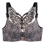 Leopard Print Back Wireless Front Closure Push Up Bras