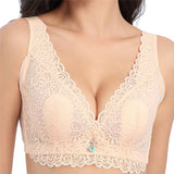 Nude--Plus Size Lace Breathable Lightly Lined Push Up Wide Shoulder Bras