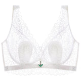 Blue--Plus Size Lace Breathable Lightly Lined Push Up Wide Shoulder Bras