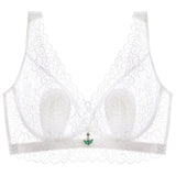 White--Plus Size Lace Breathable Lightly Lined Push Up Wide Shoulder Bras
