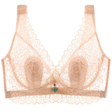 Nude--Plus Size Lace Breathable Lightly Lined Push Up Wide Shoulder Bras