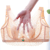 Blue--Plus Size Lace Breathable Lightly Lined Push Up Wide Shoulder Bras