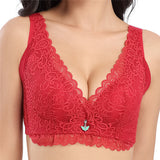 Wine Red--Plus Size Lace Breathable Lightly Lined Push Up Wide Shoulder Bras