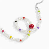 Coloured Handmade Beaded Mushroom Necklace For Women