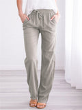 Women's Daily Wear Elastic Band Cotton Linen Pants