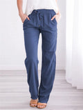 Women's Daily Wear Elastic Band Cotton Linen Pants